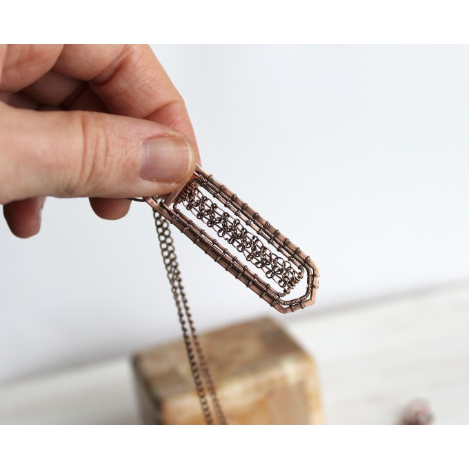 Copper wire wrap unisex necklace