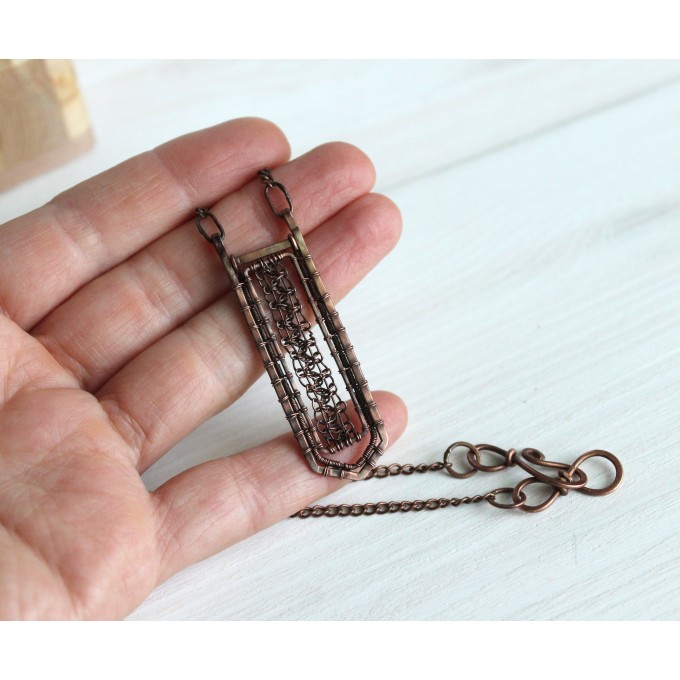 Copper wire wrap unisex necklace