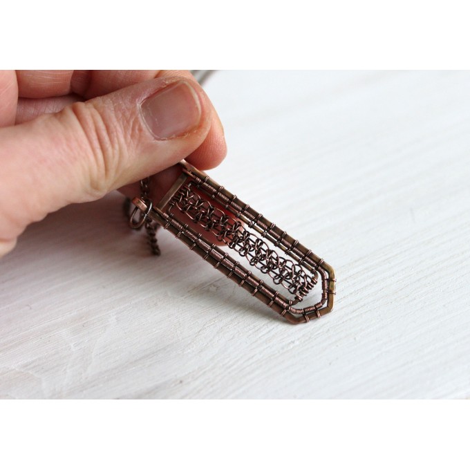 Copper wire wrap unisex necklace