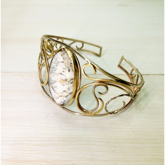 Dendrite agate cuff bracelet