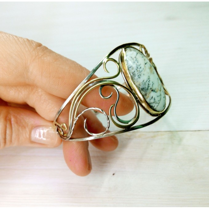 Dendrite agate cuff bracelet