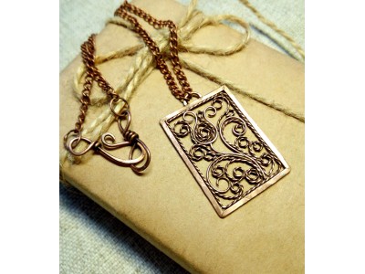 Copper filigree necklace tulip