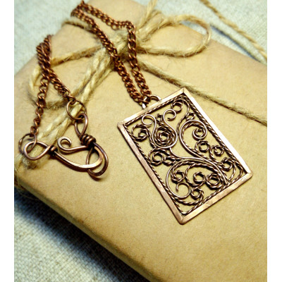 Copper filigree necklace tulip
