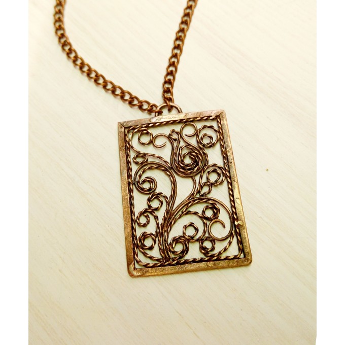 Copper filigree necklace tulip