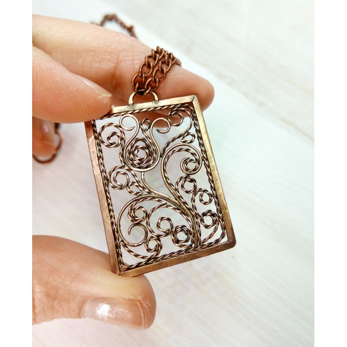 Copper filigree necklace tulip