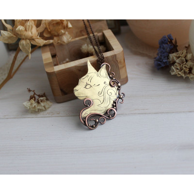 Cat necklace-brooch 
