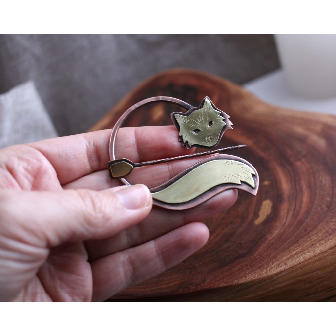 Copper Fox brooch