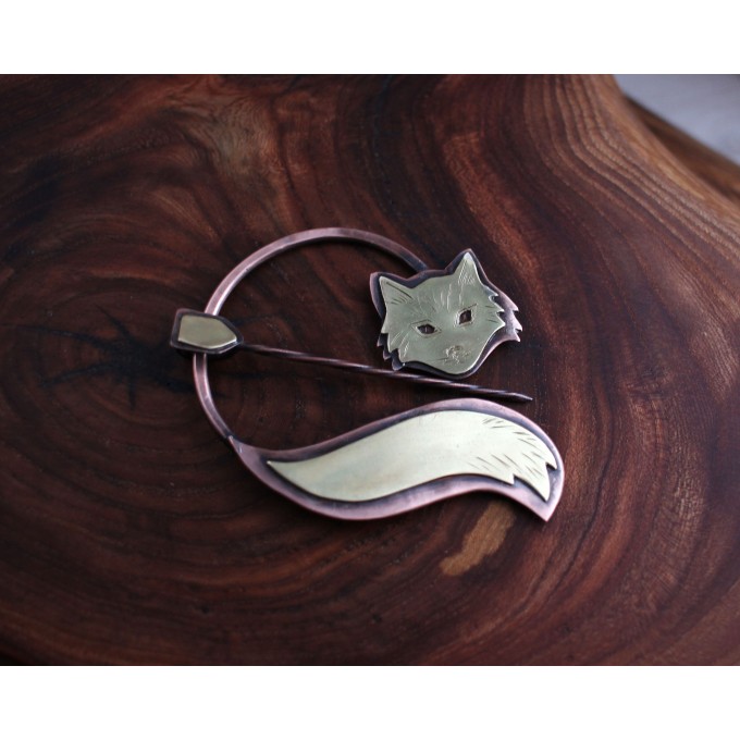 Copper Fox brooch