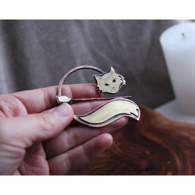 Copper Fox brooch