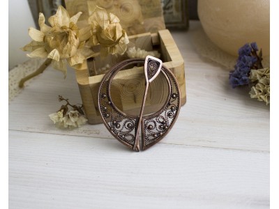 Copper celtic filigree brooch
