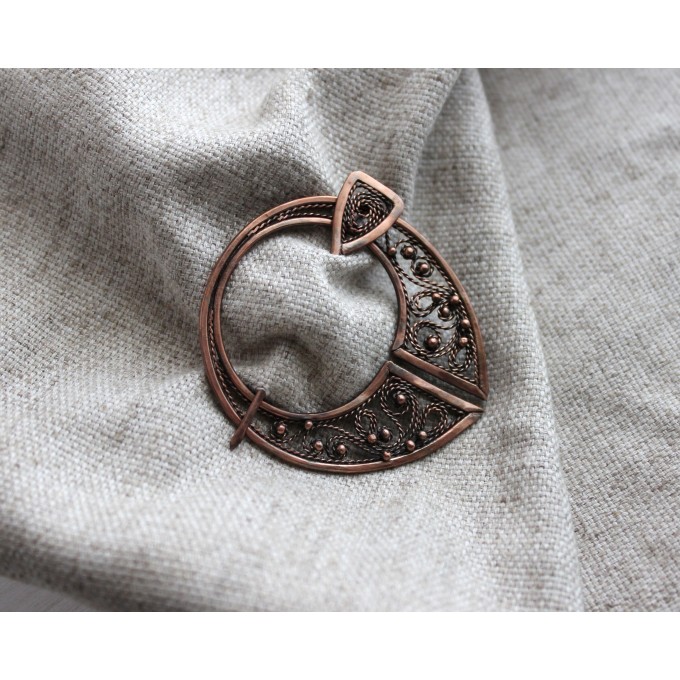 Copper celtic filigree brooch