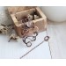 Copper rose quartz brooch