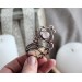 Copper rose quartz brooch
