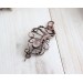 Copper rose quartz brooch