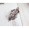 Copper rose quartz brooch