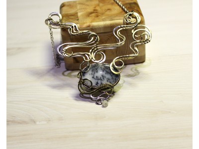 Mixed metal dendrite agate necklace Mixed metal dendrite agate necklace