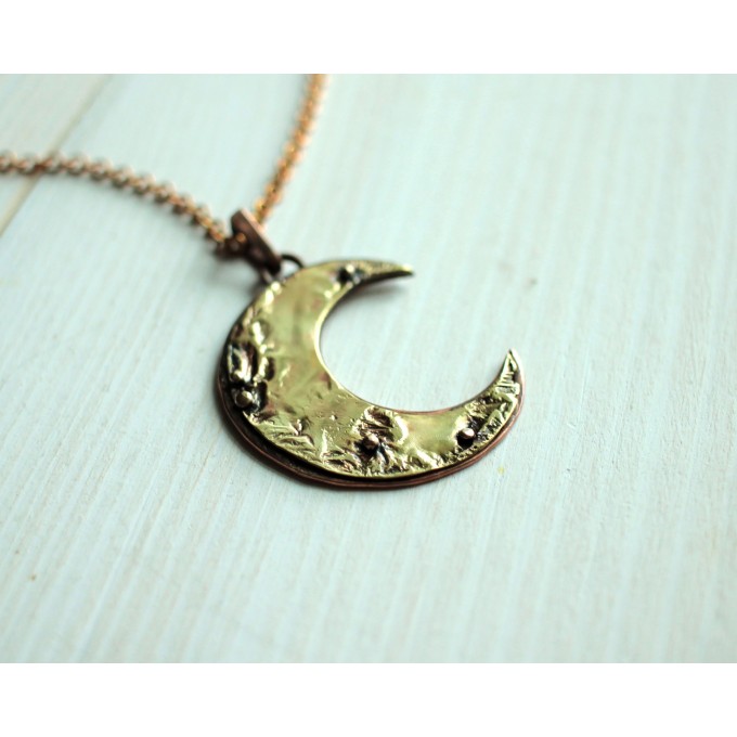 Brass moon necklace