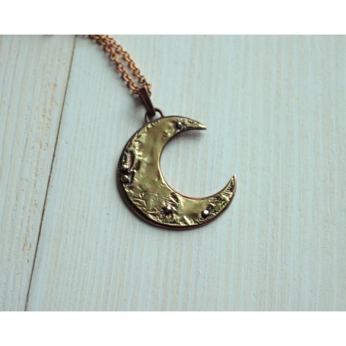Brass moon necklace