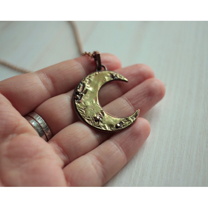 Brass moon necklace