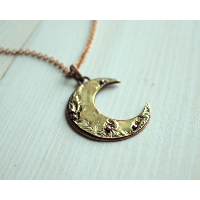 Brass moon necklace