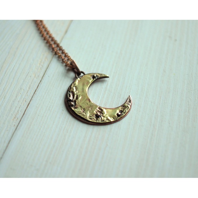 Brass moon necklace