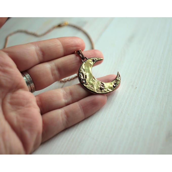 Brass moon necklace