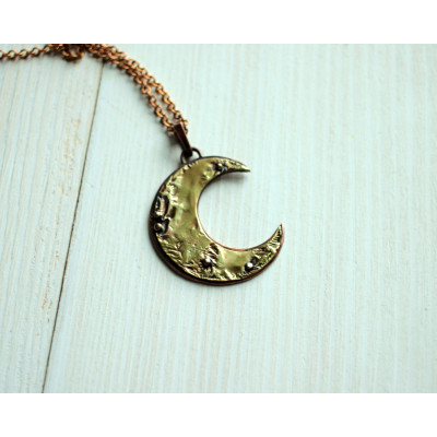 Brass moon necklace