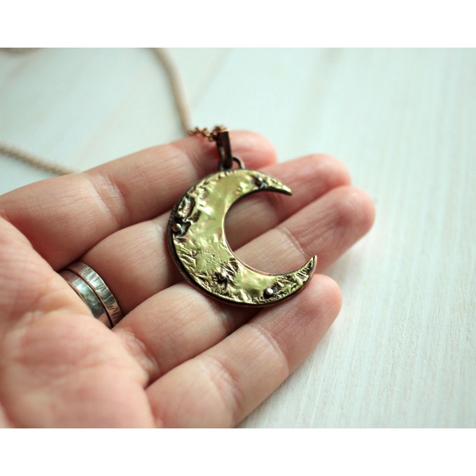 Brass moon necklace