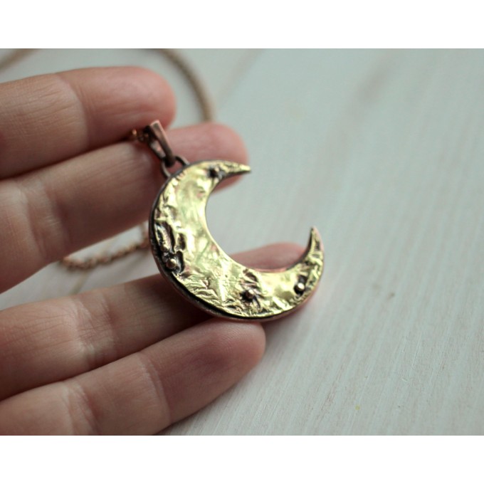 Brass moon necklace