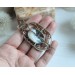 Mixed metal dendrite agate necklace-brooch