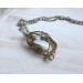 Mixed metal dendrite agate necklace-brooch