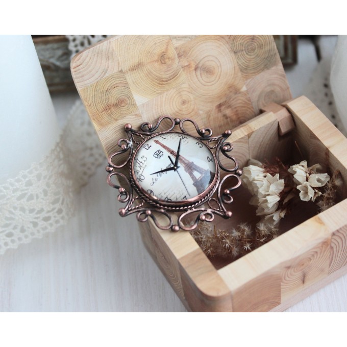 SteamPunk clockface brooch 