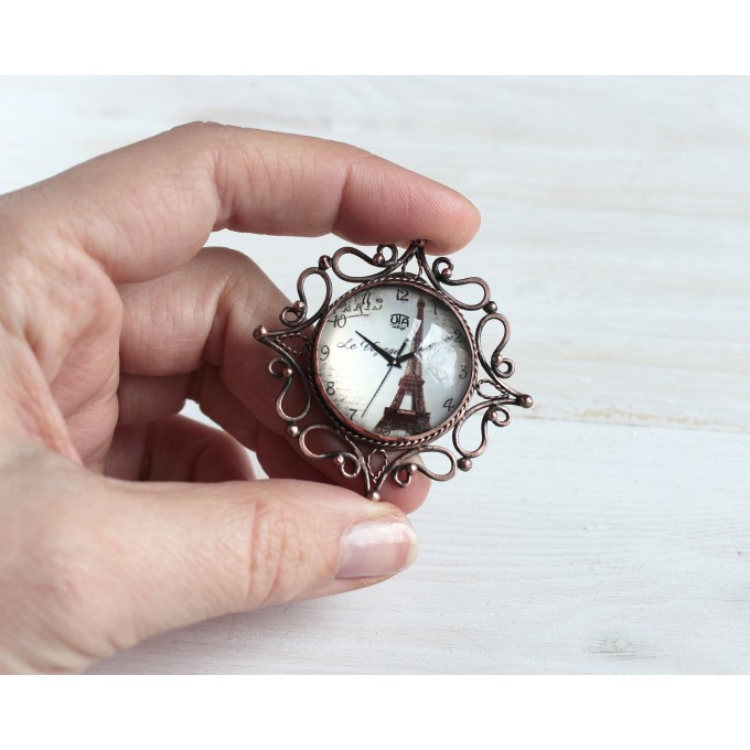 SteamPunk clockface brooch 