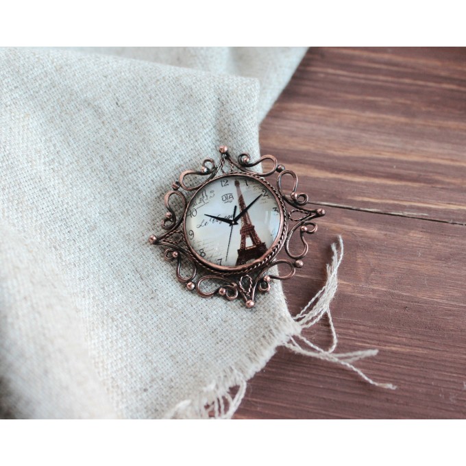SteamPunk clockface brooch 