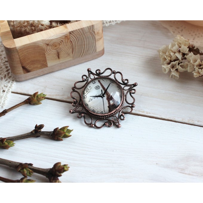 SteamPunk clockface brooch 