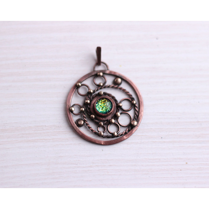 SteamPunk dichroic glass necklace 