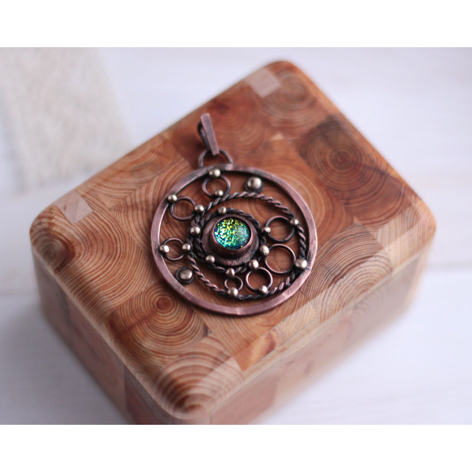 SteamPunk dichroic glass necklace 