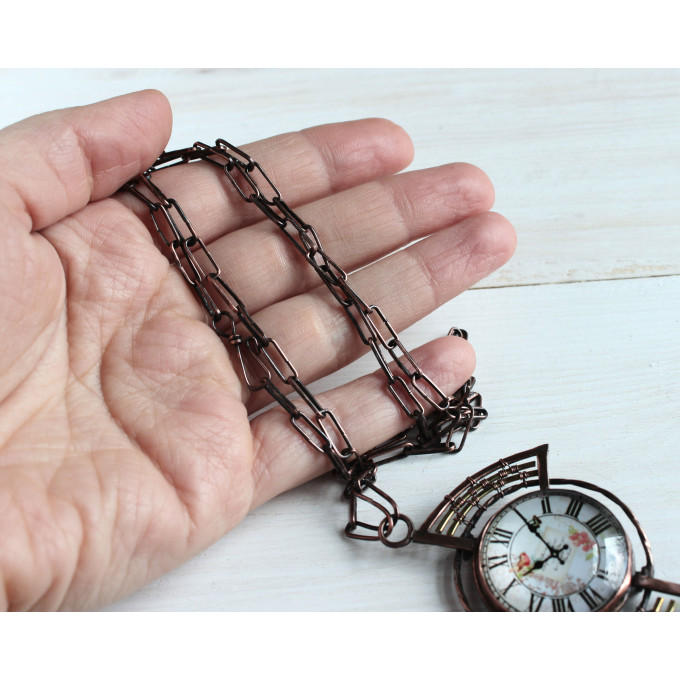 SteamPunk necklace-brooch with clockface