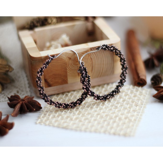 Copper wire wrap earrings viking style