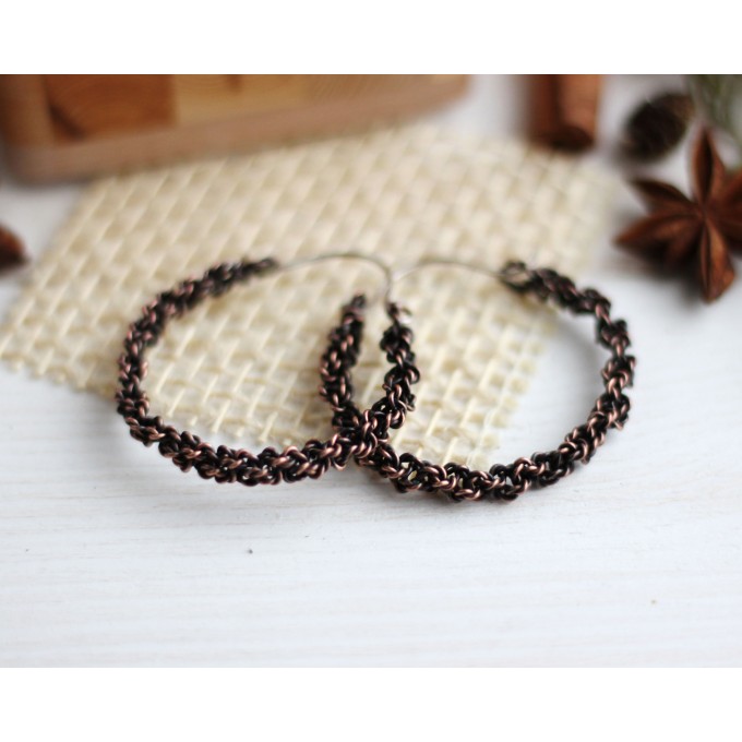 Copper wire wrap earrings viking style