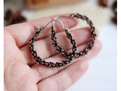 Copper wire wrap viking earrings