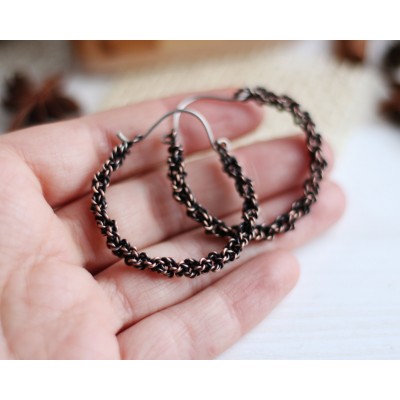 Copper wire wrap viking earrings