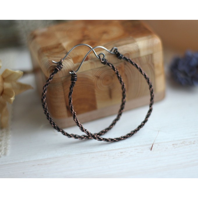Copper wire wrap earrings viking style