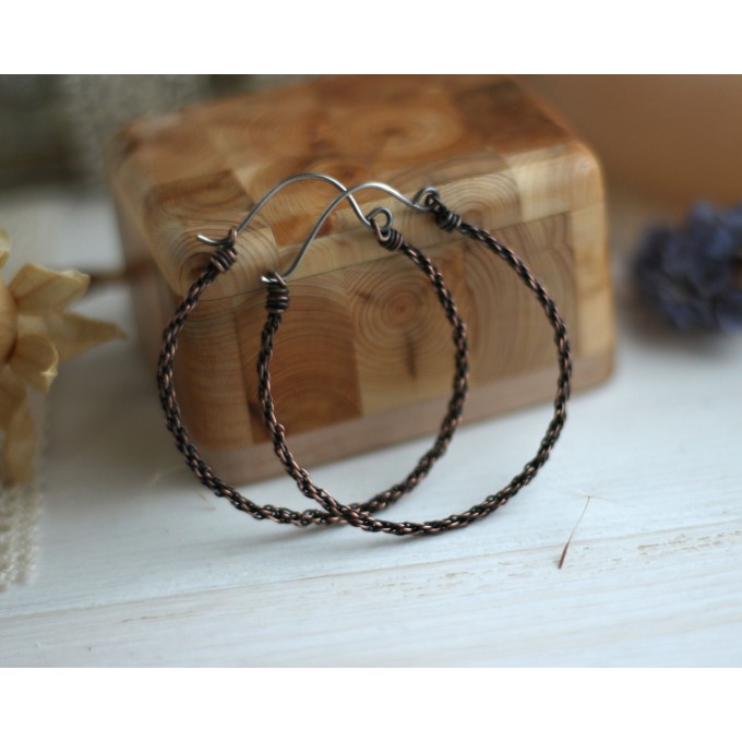 Copper wire wrap earrings viking style