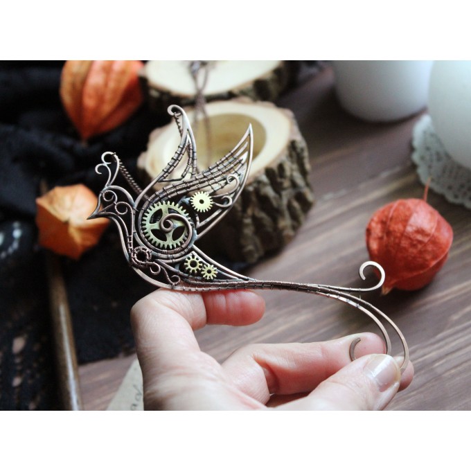 SteamPunk bird necklace   