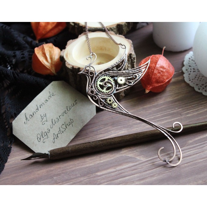 SteamPunk bird necklace   