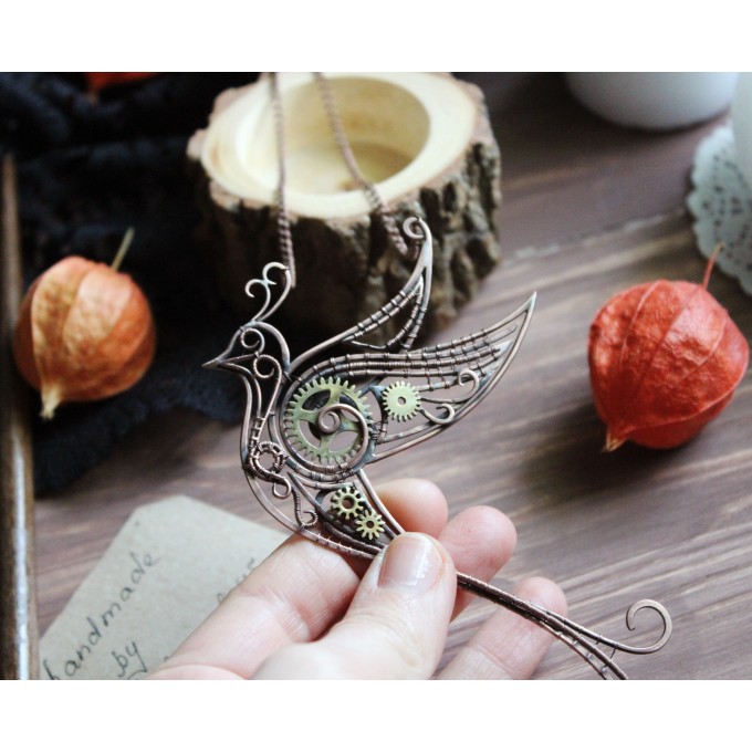 SteamPunk bird necklace   