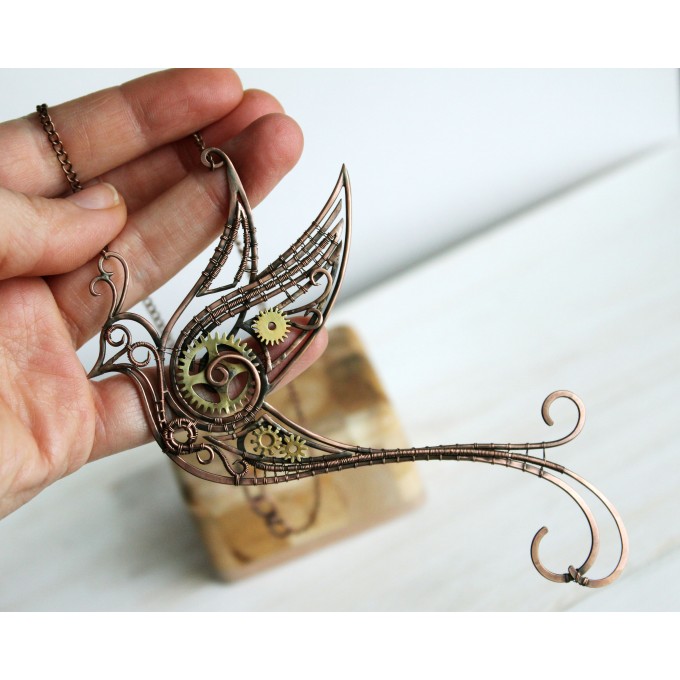 SteamPunk bird necklace   