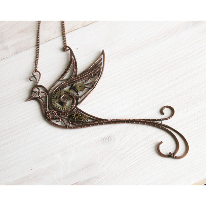 SteamPunk bird necklace   