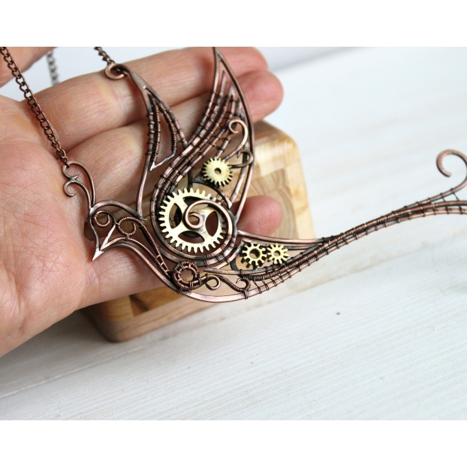 SteamPunk bird necklace   